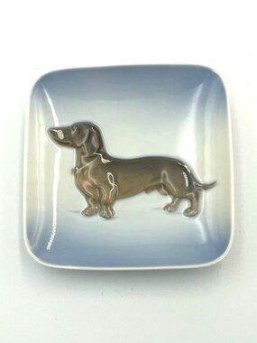 Vintage Royal Copenhagen Porcelain Dachshund Trinket Dish Wiener Dog